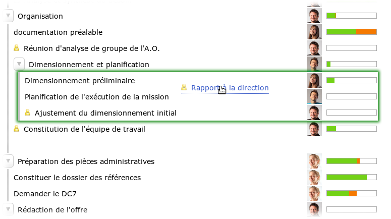 glissez un élément du planning pour le déplacer