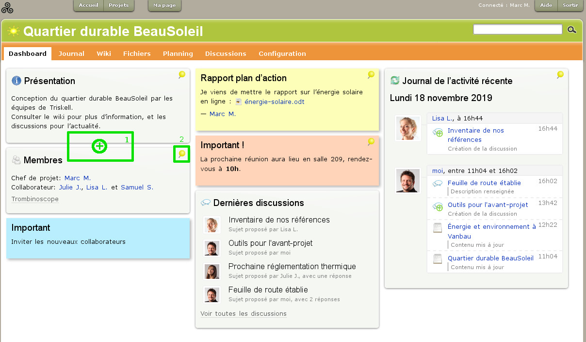 Tableau de bord paramétrable de votre projet